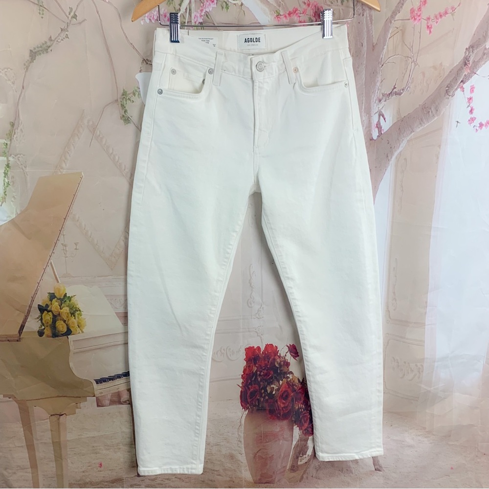NEW AGOLDE Toni Med Rise Straight Jeans in Radiate - Picture 2 of 11